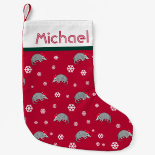 Santa Armadillo Snowflakes Christmas Small Christmas Stocking