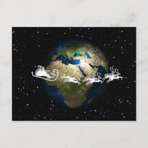 santa around the world postcard