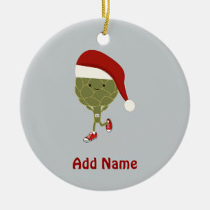 Santa Artichoke Runner Ceramic Tree Decoration