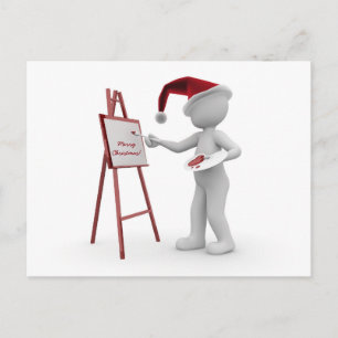 Santa Artist Red White Merry Christmas Easel Paint Holiday Postcard