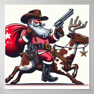 santa as cowboy  poster