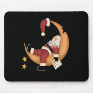 Santa Asleep on Moon Mouse Mat