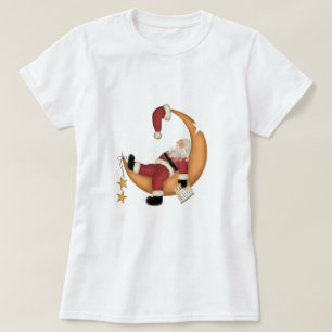 Santa Asleep on Moon Tshirts and Gifts
