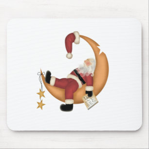 Santa Asleep on Moon Tshirts and Gifts Mouse Mat