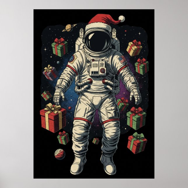 Santa Astronaut Christmas  Poster (Front)