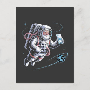 Santa Astronaut with Spacesuit Festive Christmas  Holiday Postcard