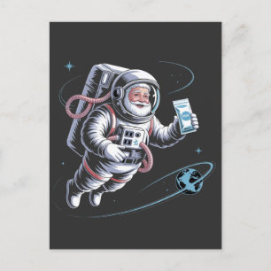 Santa Astronaut with Spacesuit Festive Christmas Invitation Postcard