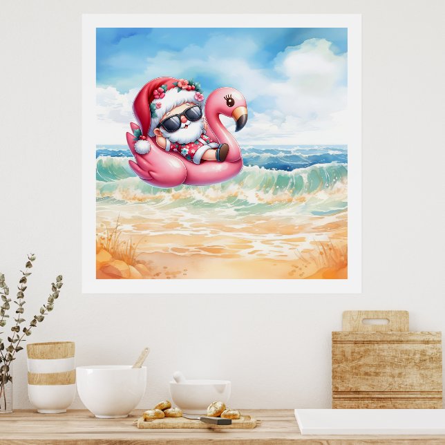 Santa at Beach Christmas in July  Poster (Kitchen)