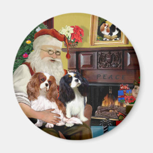 Santa At Home Cavalier King Charles (two) Magnet