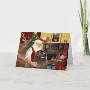 Santa At Home-Newfoundland (brown) Holiday Card