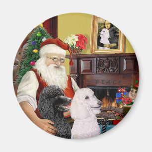 Santa At Home - Poodles (2 Standard) Magnet