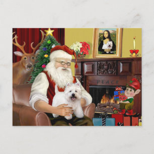 Santa At Home - West Highland Terrier 5 Holiday Postcard