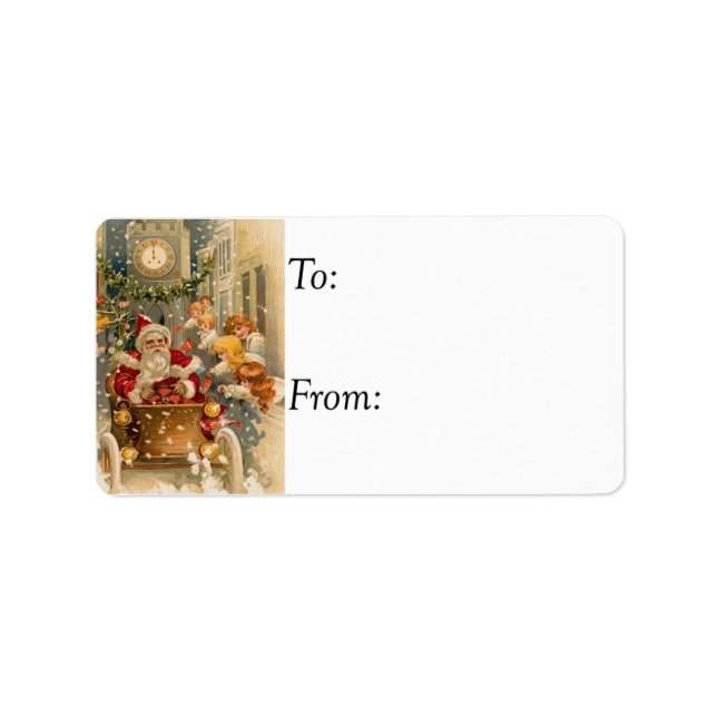 Santa at Midnight Vintage Gift Tag (Front)