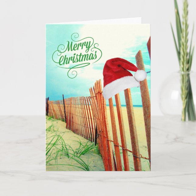 Santa at the Beach Christmas Card (Front)