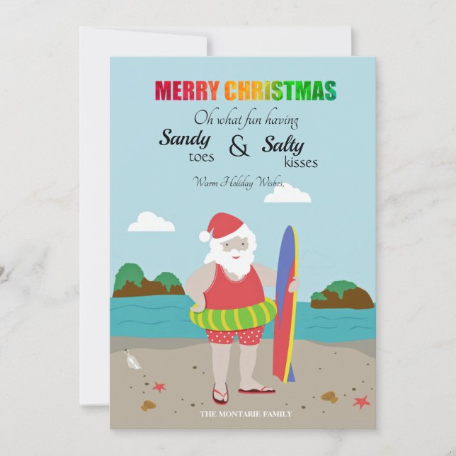 Santa at the Beach Holiday Card (Front)