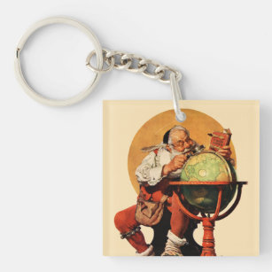 Santa at the Globe Key Ring