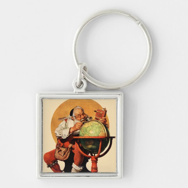 Santa at the Globe Key Ring (Front)