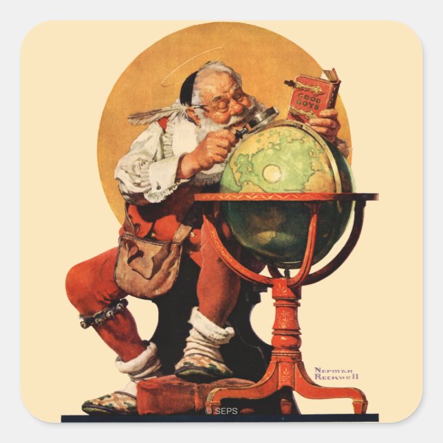 Santa at the Globe Square Sticker (Front)