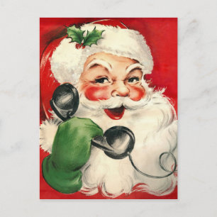 Santa at the Phone Holiday Postcard