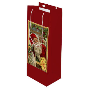 Santa at the Window with Toys Wine Gift Bag