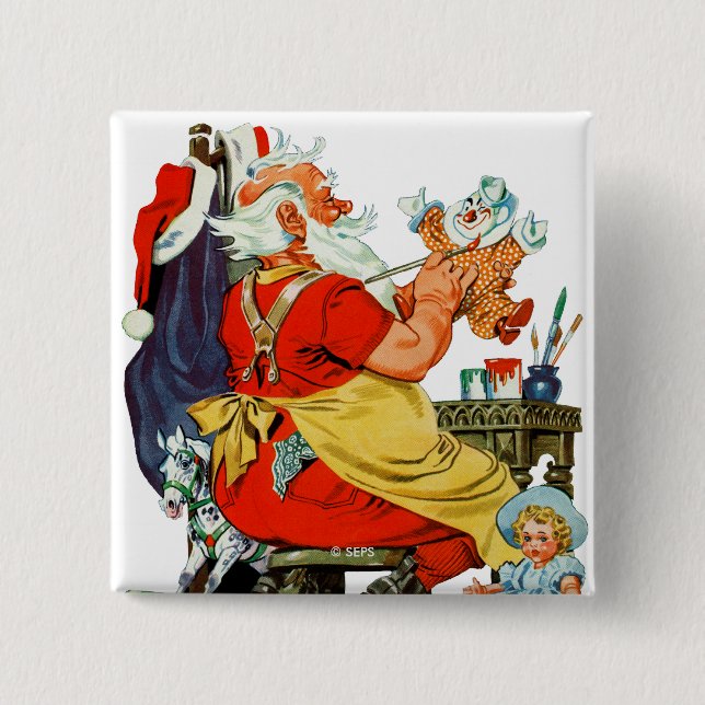 Santa at Work 15 Cm Square Badge (Front)