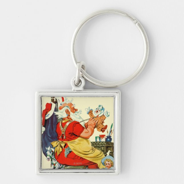 Santa at Work Key Ring (Front)