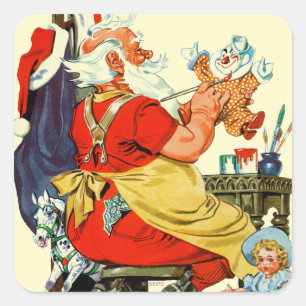 Santa at Work Square Sticker