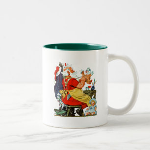 Santa at Work Two-Tone Coffee Mug