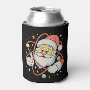 Santa Atom Christmas Science Xmas Holiday Can Cooler