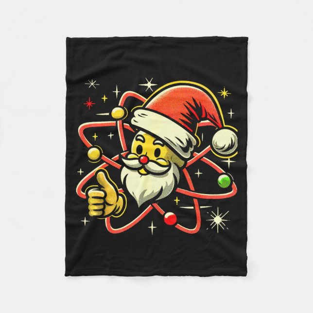 Santa Atom Christmas Thumbs Up Radiation Nuclear F Fleece Blanket (Front)