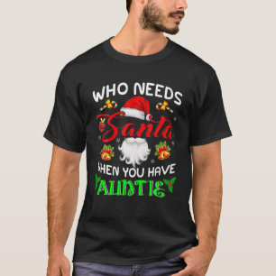 Santa Auntie Funny Christmas Santa Lover Matching T-Shirt