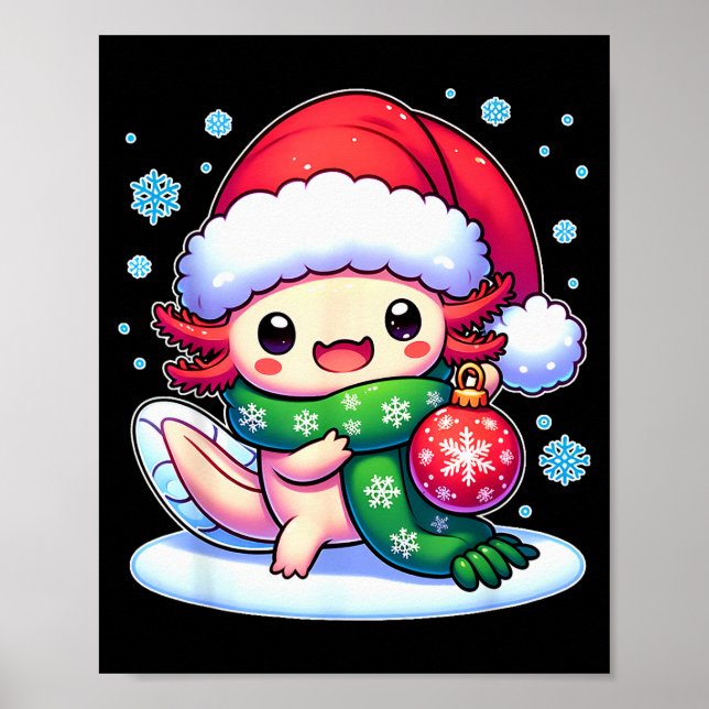 Santa Axolotl Funny Cute Xmas Funny Christmas  Poster (Front)