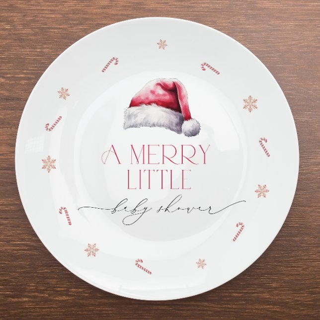 Santa Baby A Merry Little Baby Shower Paper Plate (Creator Uploaded)