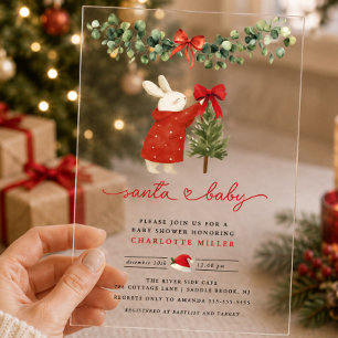 Santa Baby Acrylic Baby Shower Invitation