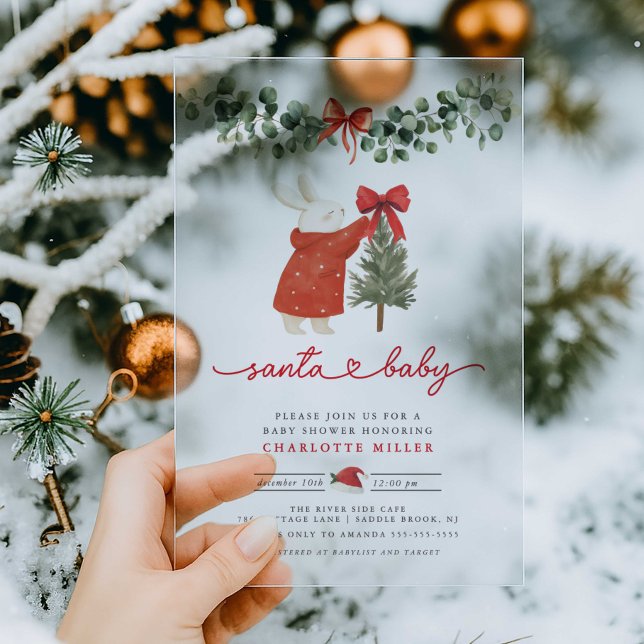 Santa Baby Acrylic Baby Shower Invitation (Creator Uploaded)