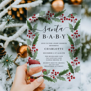 Santa Baby Acrylic Baby Shower Invitation