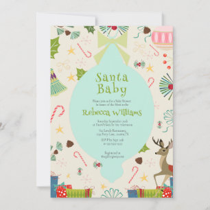 Santa Baby Atomic Mid Century Modern Baby Shower  Invitation