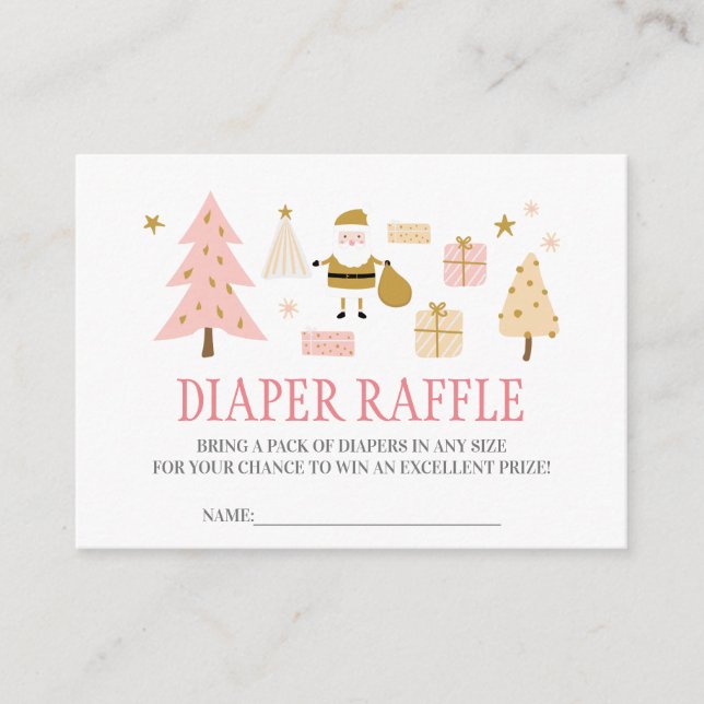 Santa Baby, Baby Girl Shower Diaper Raffle Enclosure Card (Front)