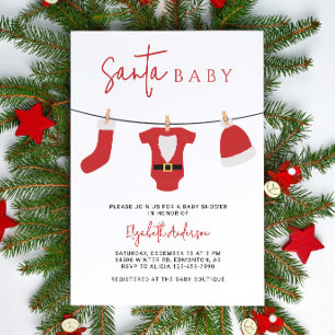 Santa Baby Baby Shower Christmas Clothesline Invitation