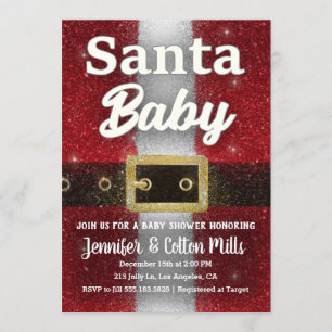 Santa Baby - Baby Shower Glitter Glam Invitation
