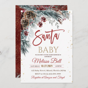 Santa Baby Baby Shower Invitation, Winter Santa Invitation