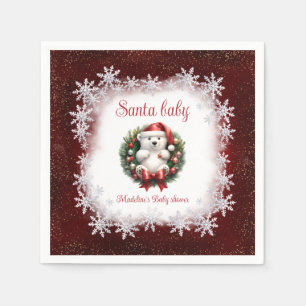 Santa Baby Bear Christmas Baby Shower Napkins