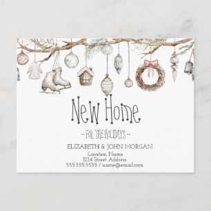 Santa Baby Bear Christmas Clothesline New Address Announcement Postcard