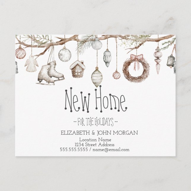 Santa Baby Bear Christmas Clothesline New Address Announcement Postcard (Front)