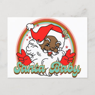 Santa Baby Black Santa Clause Melanin Christmas  Holiday Postcard