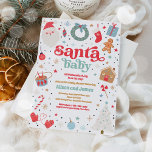 Santa Baby Blue Boy Christmas Baby Shower  Invitation<br><div class="desc">Santa Baby Blue Boy Christmas Baby Shower Invitation</div>