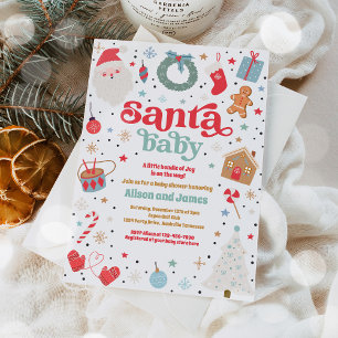 Santa Baby Blue Boy Christmas Baby Shower  Invitation