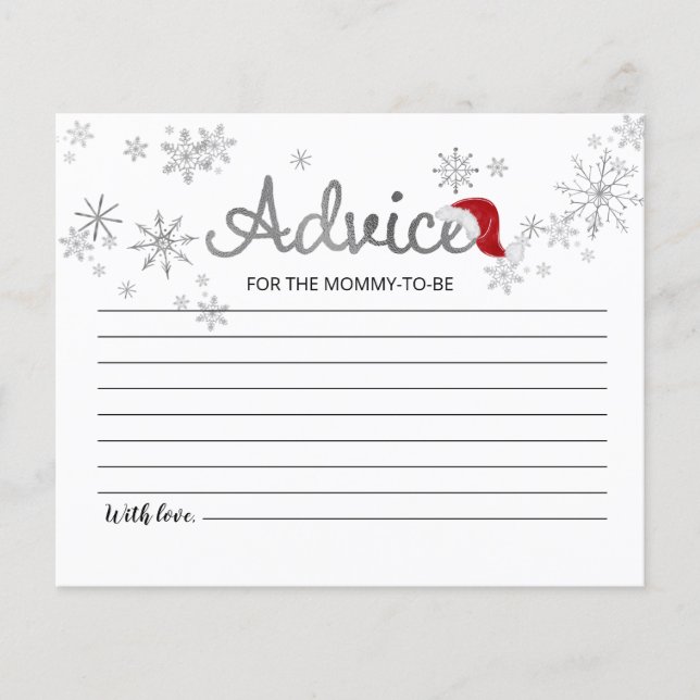 Santa Baby Budget Baby Shower Advice Cards (Front)