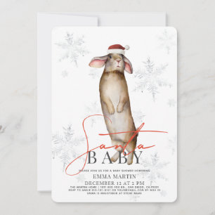 Santa Baby Bunny Snowflakes Baby Shower Invitation