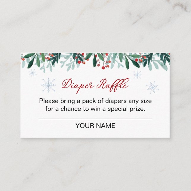 Santa Baby Christmas Baby Diaper Raffle Enclosure Card (Front)